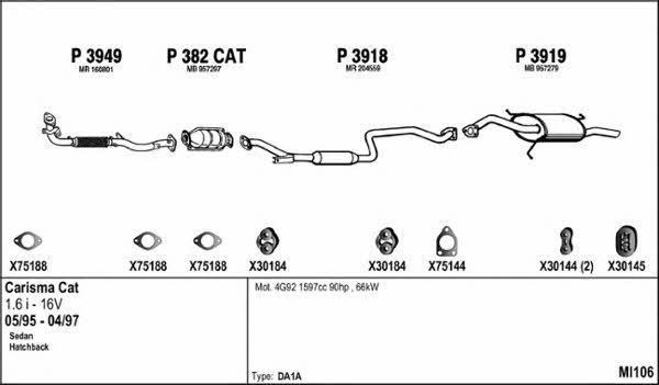  MI106 Exhaust system MI106: Buy near me in Poland at 2407.PL - Good price!