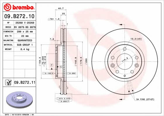 Breco BS 8878 Тормозной диск передний вентилируемый BS8878: Отличная цена - Купить в Польше на 2407.PL!
