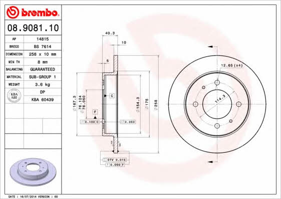 Breco BS 7614 Тормозной диск задний невентилируемый BS7614: Отличная цена - Купить в Польше на 2407.PL!