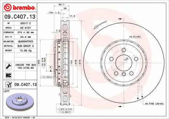 Breco BZ 9127 Тормозной диск передний вентилируемый BZ9127: Отличная цена - Купить в Польше на 2407.PL!