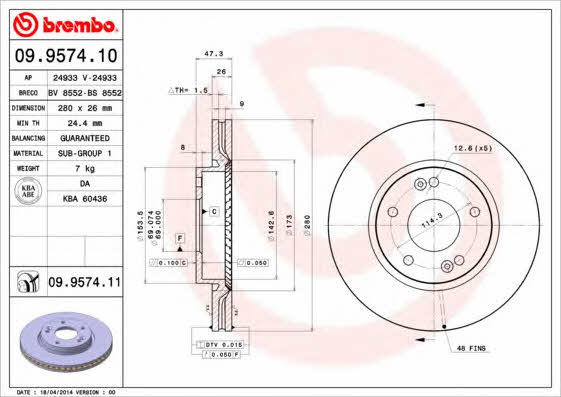 Breco BS 8552 Тормозной диск передний вентилируемый BS8552: Отличная цена - Купить в Польше на 2407.PL!