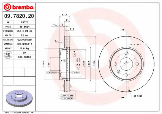 Breco BS 8664 Тормозной диск передний вентилируемый BS8664: Отличная цена - Купить в Польше на 2407.PL!