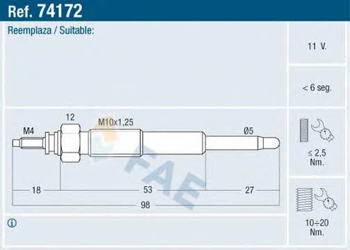 FAE 74172 Glow plug 74172: Buy near me in Poland at 2407.PL - Good price!