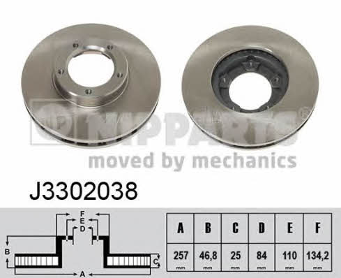 Nipparts J3302038 Front brake disc ventilated J3302038: Buy near me in Poland at 2407.PL - Good price!