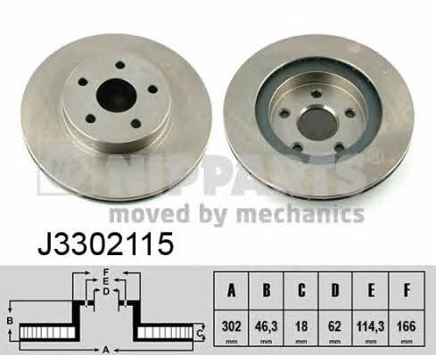 Nipparts J3302115 Front brake disc ventilated J3302115: Buy near me in Poland at 2407.PL - Good price!