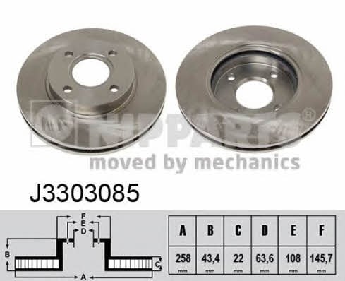 Nipparts J3303085 Front brake disc ventilated J3303085: Buy near me in Poland at 2407.PL - Good price!