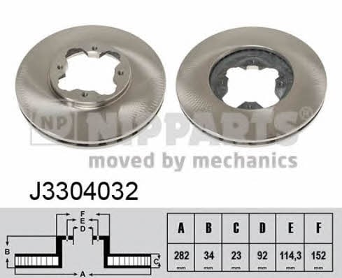 Nipparts J3304032 Front brake disc ventilated J3304032: Buy near me in Poland at 2407.PL - Good price!