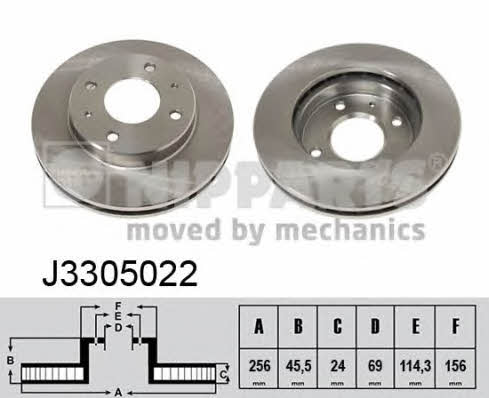 Nipparts J3305022 Front brake disc ventilated J3305022: Buy near me in Poland at 2407.PL - Good price!