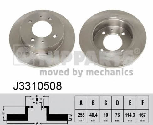 Nipparts J3310508 Rear brake disc, non-ventilated J3310508: Buy near me in Poland at 2407.PL - Good price!