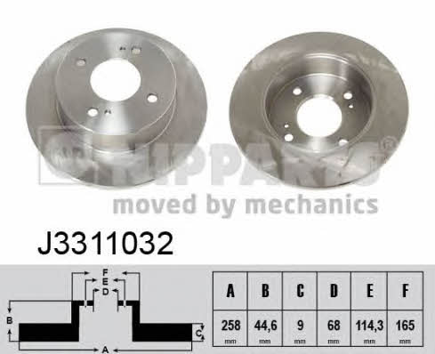 Nipparts J3311032 Тормозной диск задний невентилируемый J3311032: Отличная цена - Купить в Польше на 2407.PL!