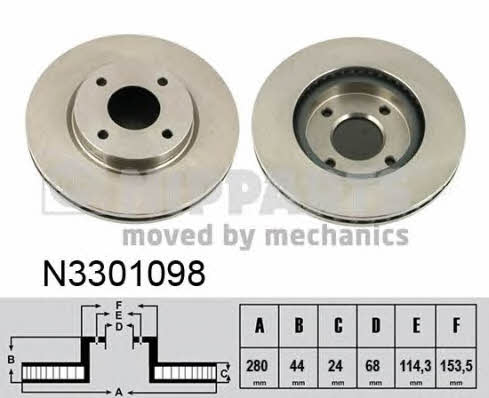 Nipparts N3301098 Тормозной диск передний вентилируемый N3301098: Отличная цена - Купить в Польше на 2407.PL!
