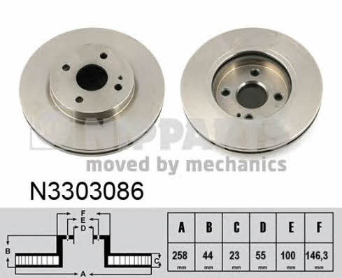 Nipparts N3303086 Front brake disc ventilated N3303086: Buy near me in Poland at 2407.PL - Good price!