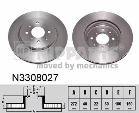 Nipparts N3308027 Front brake disc ventilated N3308027: Buy near me in Poland at 2407.PL - Good price!