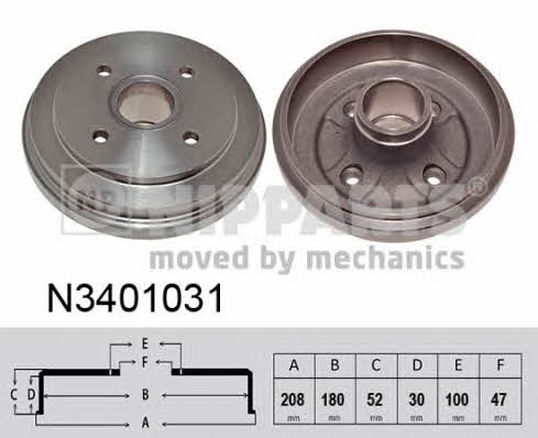 Nipparts N3401031 Rear brake drum N3401031: Buy near me in Poland at 2407.PL - Good price!
