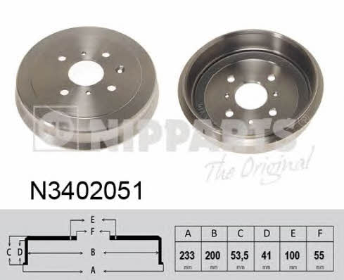 Nipparts N3402051 Rear brake drum N3402051: Buy near me in Poland at 2407.PL - Good price!