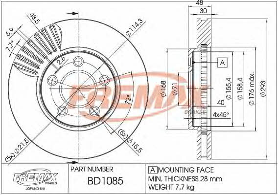 Fremax BD-1085 Front brake disc ventilated BD1085: Buy near me in Poland at 2407.PL - Good price!