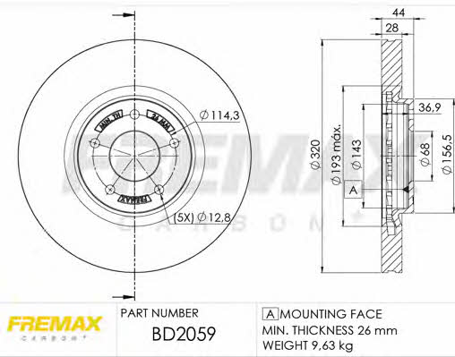 Fremax BD-2059 Front brake disc ventilated BD2059: Buy near me in Poland at 2407.PL - Good price!