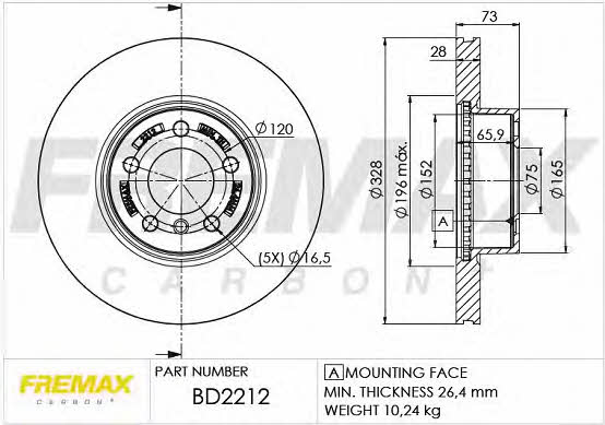 Fremax BD-2212 Диск гальмівний передній вентильований BD2212: Приваблива ціна - Купити у Польщі на 2407.PL!