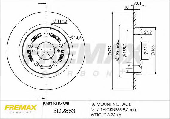 Fremax BD-2883 Тормозной диск задний невентилируемый BD2883: Отличная цена - Купить в Польше на 2407.PL!