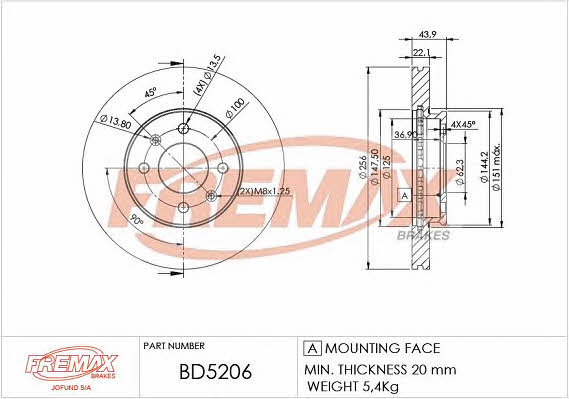 Fremax BD-5206 Front brake disc ventilated BD5206: Buy near me in Poland at 2407.PL - Good price!