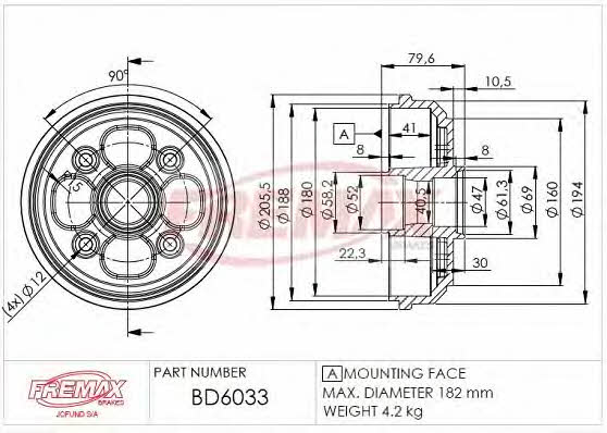 Fremax BD-6033 Rear brake drum BD6033: Buy near me at 2407.PL in Poland at an Affordable price!