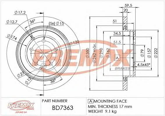 Fremax BD-7363 Тормозной диск задний вентилируемый BD7363: Купить в Польше - Отличная цена на 2407.PL!