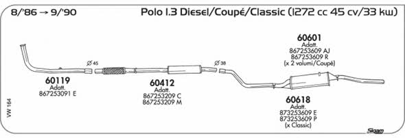 Sigam VW164 Система выпуска отработаных газов VW164: Отличная цена - Купить в Польше на 2407.PL!