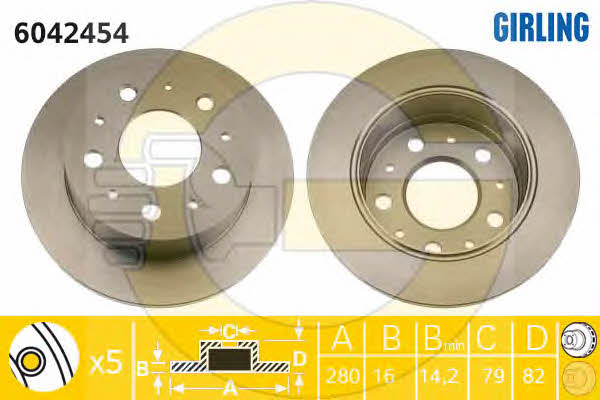 Girling 6042454 Rear brake disc, non-ventilated 6042454: Buy near me in Poland at 2407.PL - Good price!