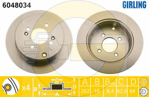 Girling 6048034 Bremsscheibe hinten, unbelüftet 6048034: Kaufen Sie zu einem guten Preis in Polen bei 2407.PL!