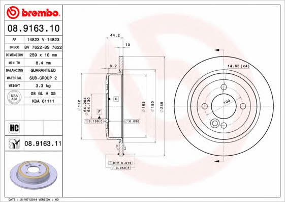 AP (Brembo) 14823 V Tarcza hamulcowa 14823V: Dobra cena w Polsce na 2407.PL - Kup Teraz!