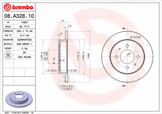 AP (Brembo) 14927 Brake disc 14927: Buy near me at 2407.PL in Poland at an Affordable price!