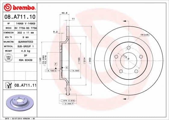 AP (Brembo) 14968 Brake disc 14968: Buy near me at 2407.PL in Poland at an Affordable price!