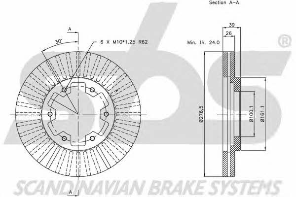 SBS 1815202250 Front brake disc ventilated 1815202250: Buy near me in Poland at 2407.PL - Good price!