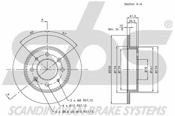 SBS 1815203513 Rear brake disc, non-ventilated 1815203513: Buy near me in Poland at 2407.PL - Good price!