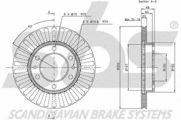 SBS 1815204522 Front brake disc ventilated 1815204522: Buy near me in Poland at 2407.PL - Good price!