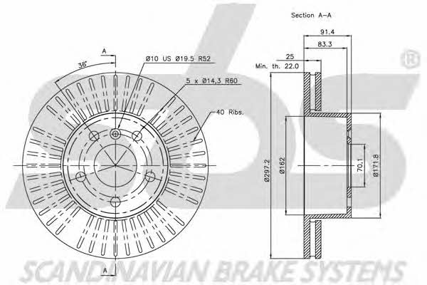 SBS 1815204022 Front brake disc ventilated 1815204022: Buy near me in Poland at 2407.PL - Good price!