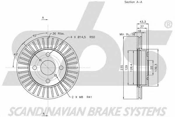 SBS 18152045100 Front brake disc ventilated 18152045100: Buy near me in Poland at 2407.PL - Good price!