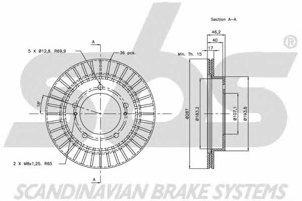 SBS 1815205207 Front brake disc ventilated 1815205207: Buy near me in Poland at 2407.PL - Good price!