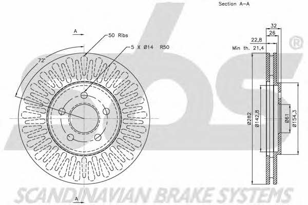 SBS 1815209315 Front brake disc ventilated 1815209315: Buy near me in Poland at 2407.PL - Good price!