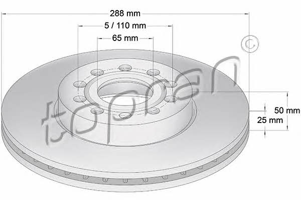 Topran 110 075 Тормозной диск передний вентилируемый 110075: Отличная цена - Купить в Польше на 2407.PL!