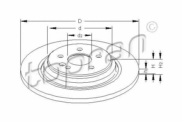Topran 401 402 Rear brake disc, non-ventilated 401402: Buy near me in Poland at 2407.PL - Good price!