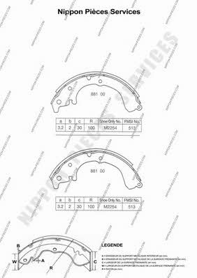 Nippon pieces T350A00 Brake shoe set T350A00: Buy near me in Poland at 2407.PL - Good price!