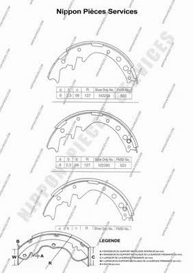 Nippon pieces T350A33 Brake shoe set T350A33: Buy near me in Poland at 2407.PL - Good price!