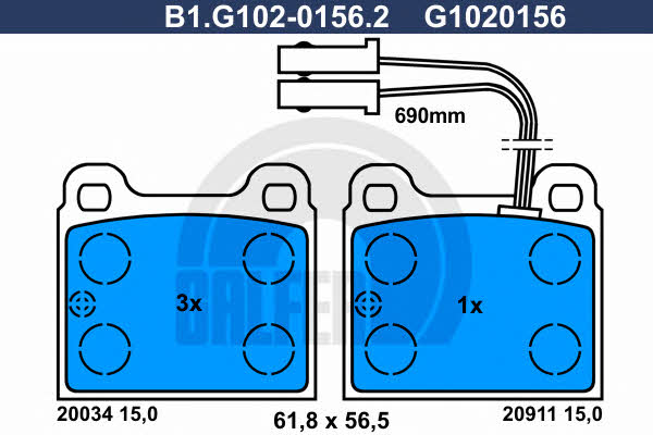 Galfer B1.G102-0156.2 Гальмівні колодки, комплект B1G10201562: Приваблива ціна - Купити у Польщі на 2407.PL!