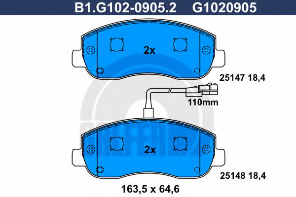 Galfer B1.G102-0905.2 Тормозные колодки дисковые, комплект B1G10209052: Отличная цена - Купить в Польше на 2407.PL!
