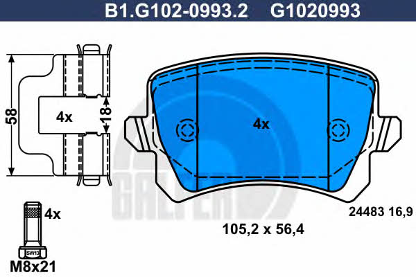 Galfer B1.G102-0993.2 Тормозные колодки дисковые, комплект B1G10209932: Отличная цена - Купить в Польше на 2407.PL!