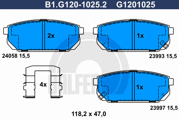 Galfer B1.G120-1025.2 Гальмівні колодки, комплект B1G12010252: Приваблива ціна - Купити у Польщі на 2407.PL!
