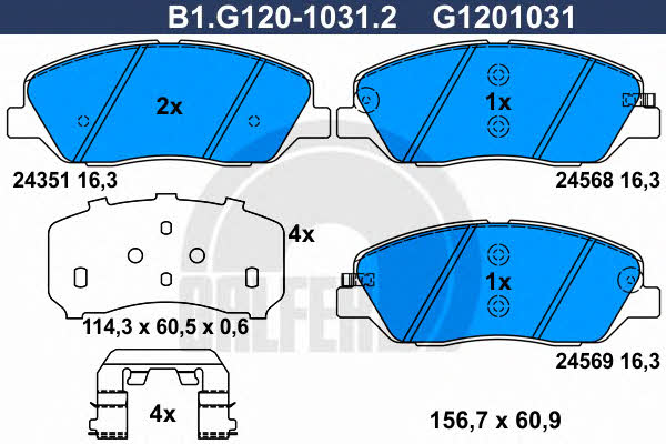 Galfer B1.G120-1031.2 Klocki hamulcowe, zestaw B1G12010312: Dobra cena w Polsce na 2407.PL - Kup Teraz!