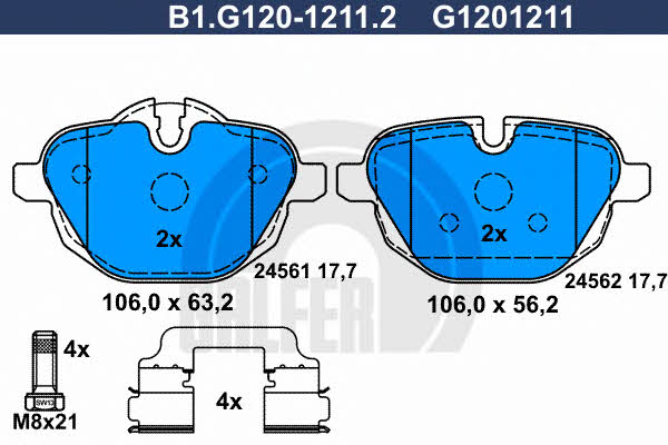 Galfer B1.G120-1211.2 Brake Pad Set, disc brake B1G12012112: Buy near me in Poland at 2407.PL - Good price!