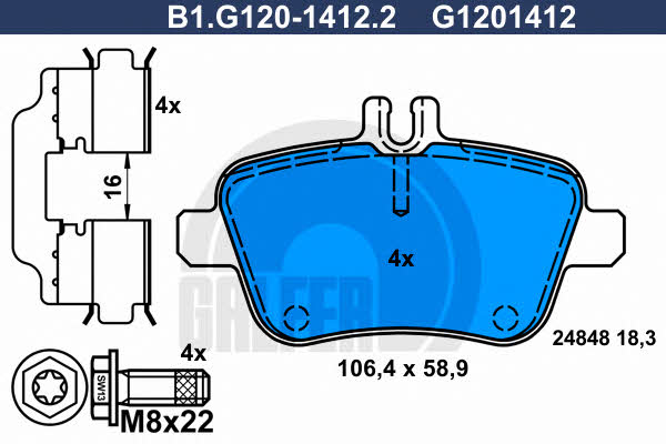 Galfer B1.G120-1412.2 Тормозные колодки дисковые, комплект B1G12014122: Отличная цена - Купить в Польше на 2407.PL!